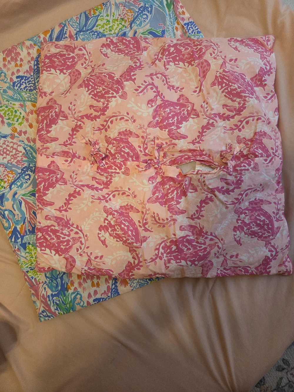 Lily Pulitzer Mermaid Cove Queen Flat Sheet & Sham in Pink, Blue, Green